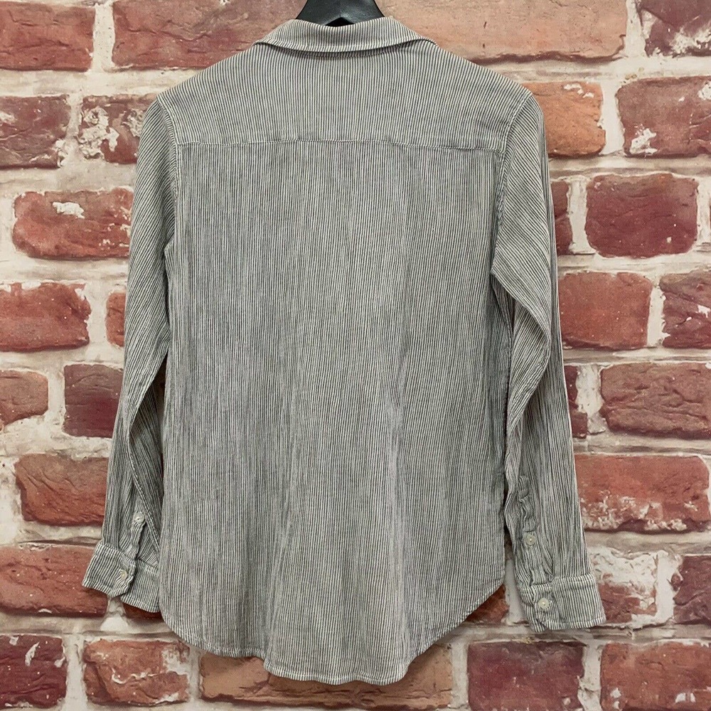 Anthropologie Roller Rabbit Top Womens Small Gray White Pinstriped Casual Shirt - Picture 4 of 9
